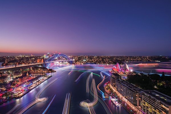 Sydney skyline including the Sydney Opera House and the Sydney Harbour Bridge