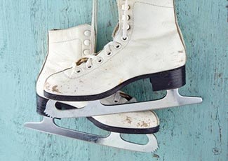 Skating on a wintry ice rink
