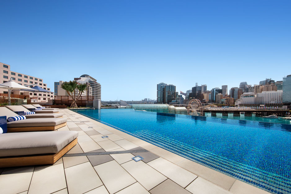 The infinity pool at Sofitel Sydney Darling Harbour
