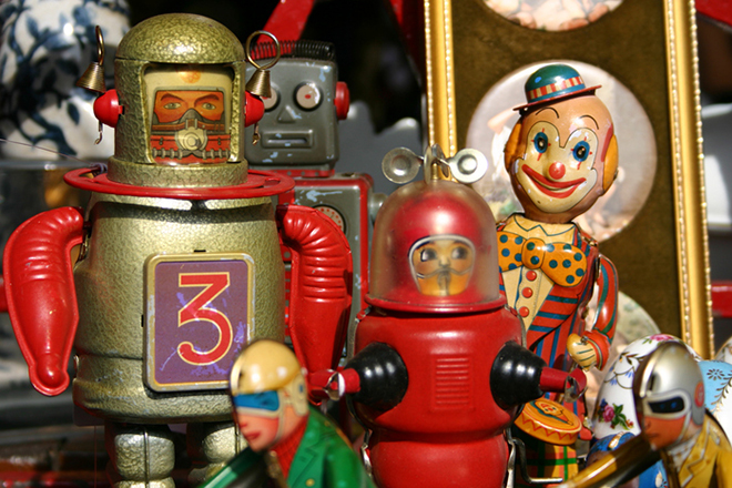Places to visit in Singapore for kids: vintage robots at Mint Museum of Toys