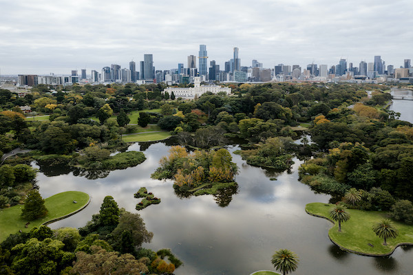 View across the Royal Botanic Gardens Victoria, Melbourne Gardens