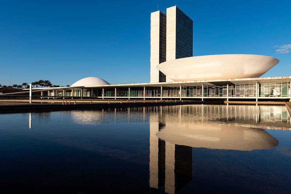 Vista para o congresso nacional em Brasília.