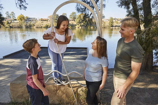 Family enjoying their day on the Great River Walk, Penrith in Western Sydney
