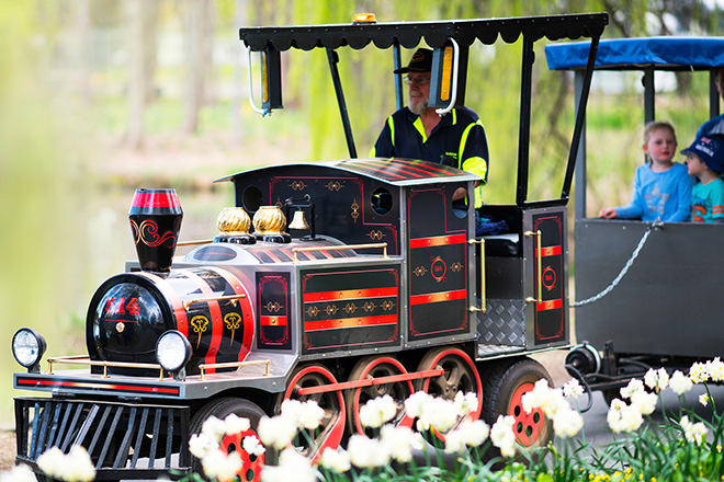 Kids train in Floriade