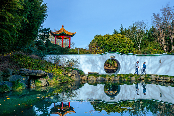 Blue skies over Hamilton Gardens 