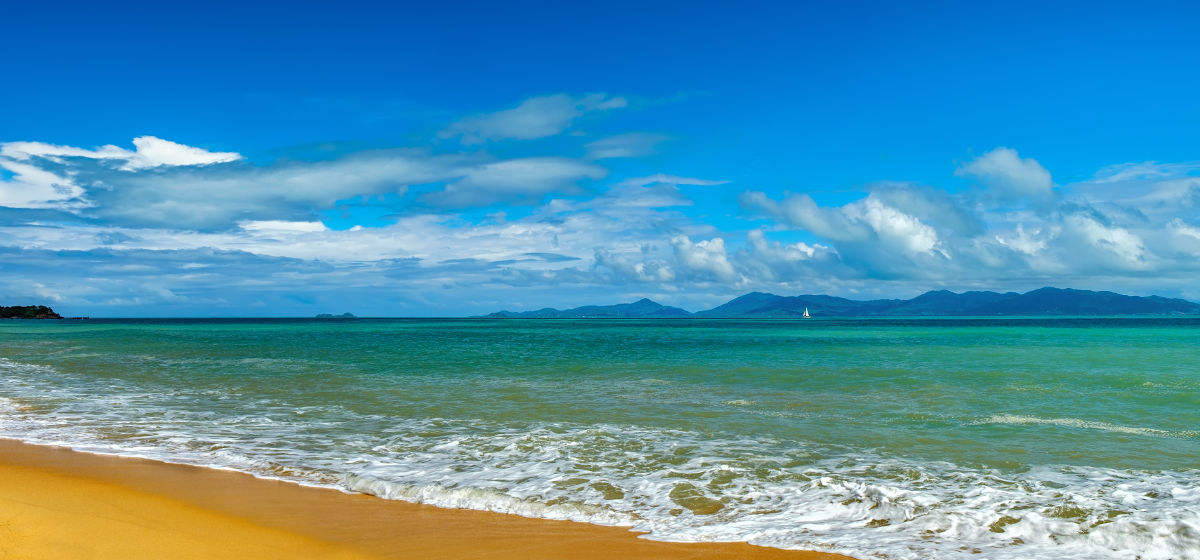 Ko Samui sea with blue sky and clouds