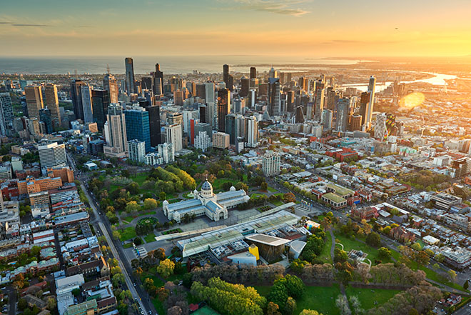 Aerial view of Melbourne City