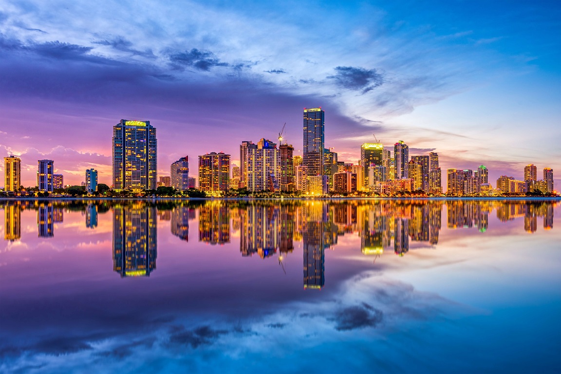 Vista aérea de Miami, Flórida - Estados Unidos