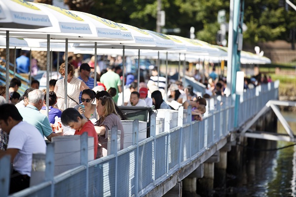 Outdoor dining at the Sydney Fish Market, Pyrmont