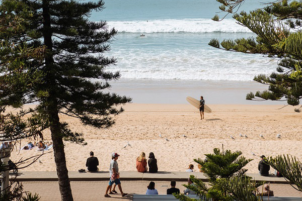 People enjoying a day at Manly Beach
