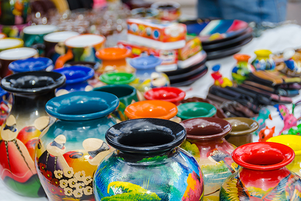 Brightly coloured ceramics