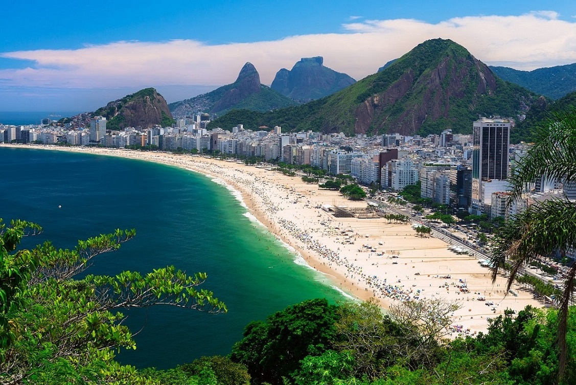 Praia de Copacabana em Rio de Janeiro, Brasil
