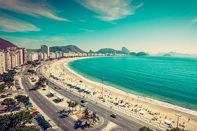 Vista aérea de Copacabana, no Rio de Janeiro