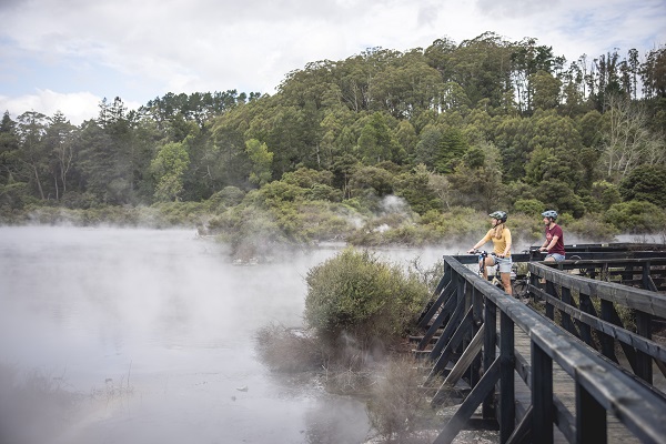 Views across Rotorua hot springs. Image credit: Tourism NZ