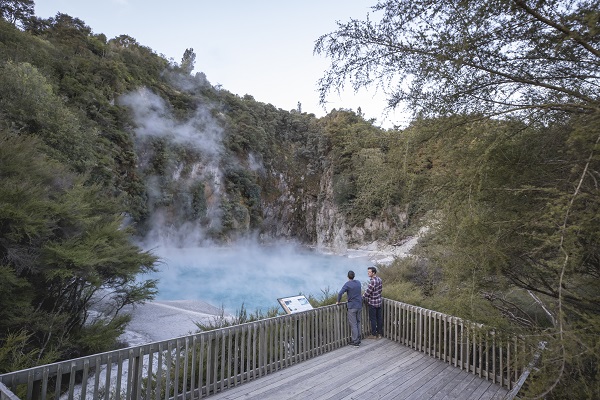 View across thermal pools in Rotorua. Image credit: Tourism NZ