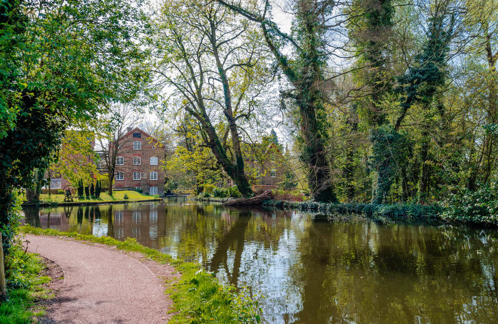 The River Colne winding through one of Watford's many parks