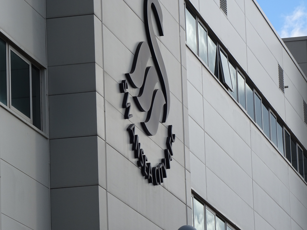 The Liberty Stadium stands directly next to the River Tawe