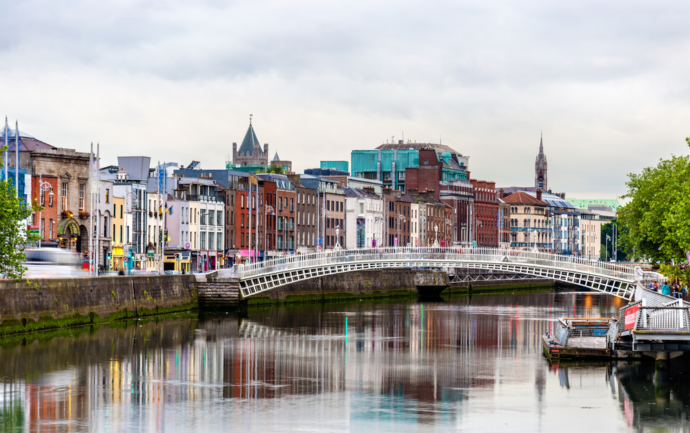 The River Liffey winding through central Dublin