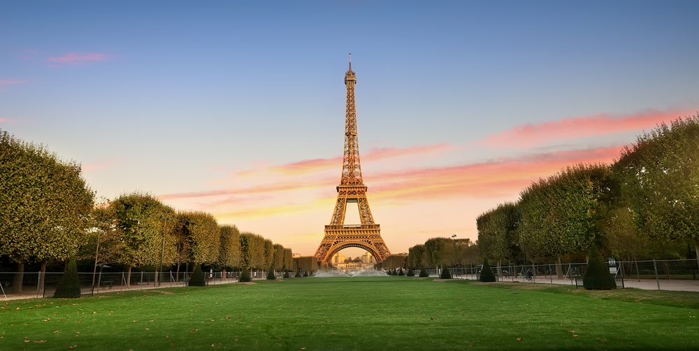 The Eiffel Tower as seen from Champ de Mars.