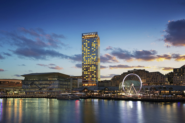 The exterior of Sofitel Sydney Darling Harbour