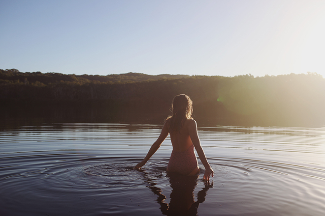 Two girls swimming at Tea Tree Lake 