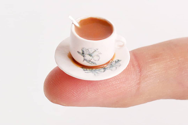 Teh tarik clay miniature by Jocelyn Teo