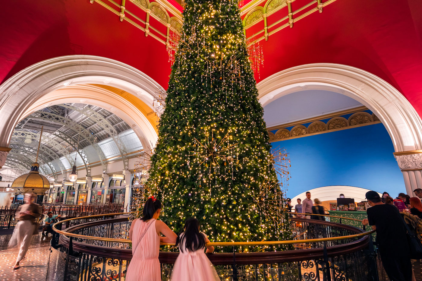 The Queen Victoria Building Christmas tree greeting shoppers during the Christmas season
