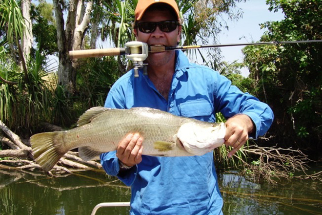 Troy Cssar-Daley fishing at the Mulgrave River 