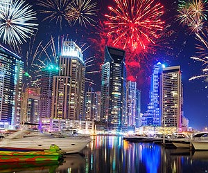 Watching a firework display in Dubai                           